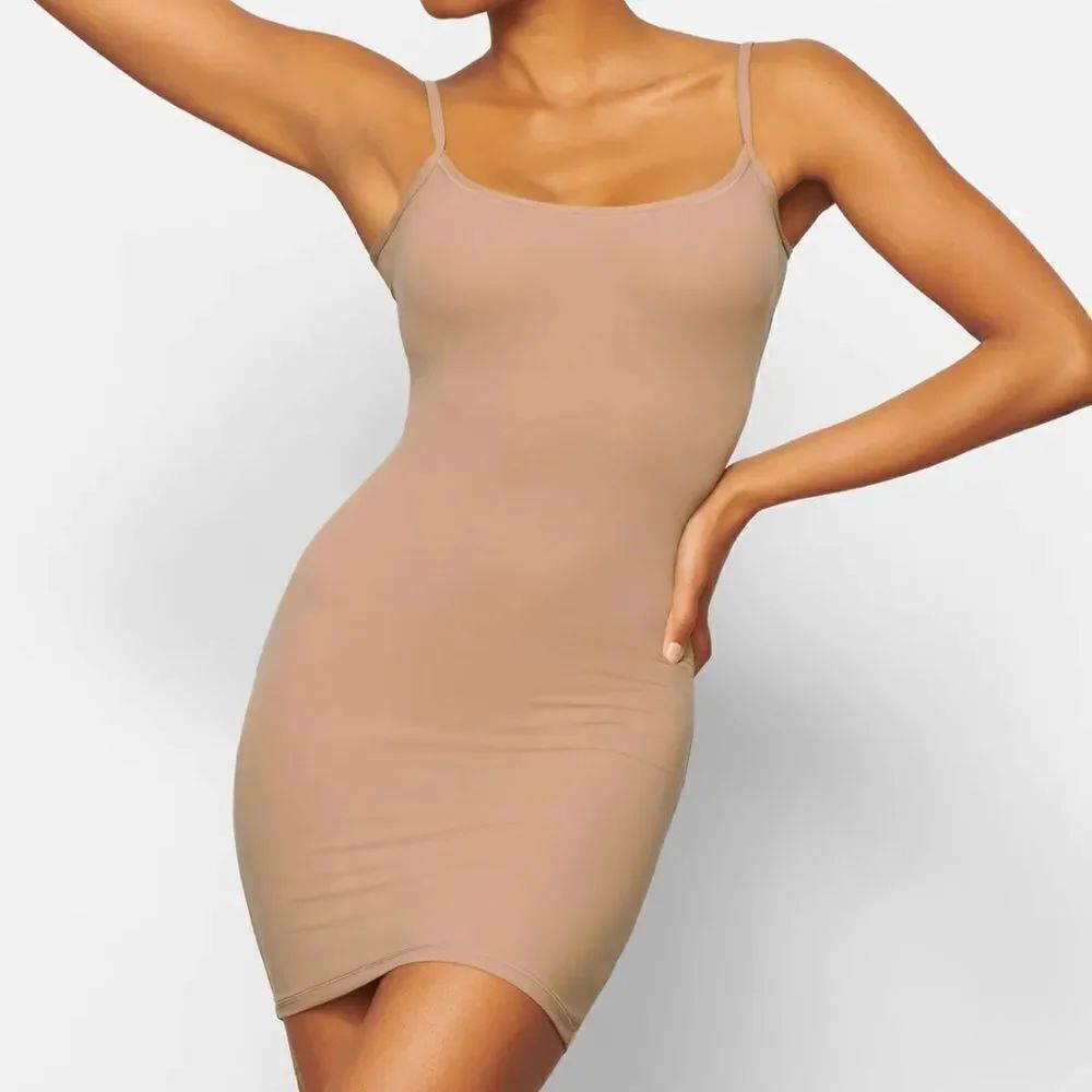 Skims Fits Everybody Slip Dress in Ochre Medium NEW